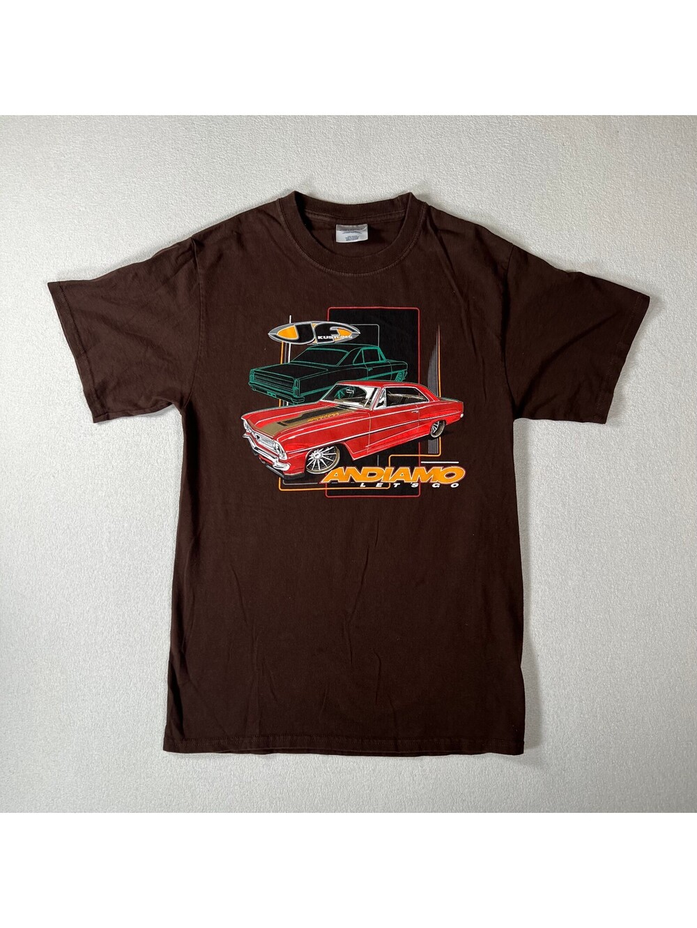 Vintage Classic Car JF Kustoms Brown T-Shirt Size S